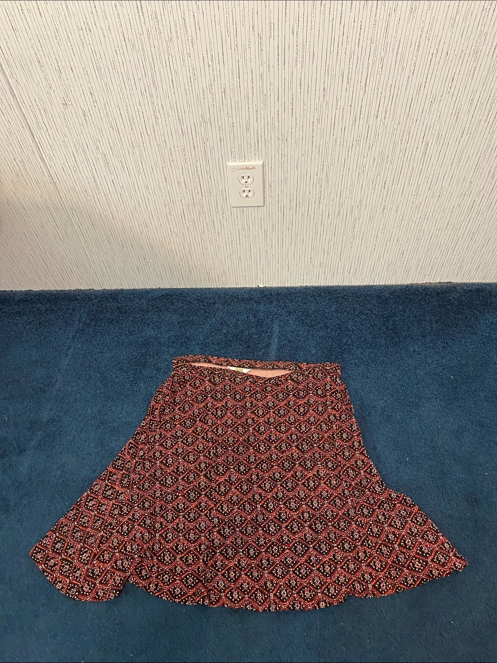 Talbots Red and Black Geometric Mini Skirt Size XL Casual Spring Summer Wear